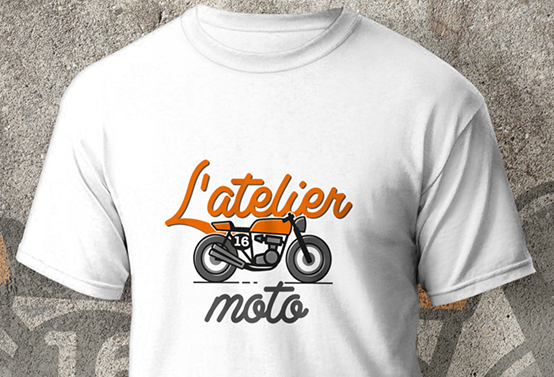 T-shirt avec le logo pour l'entreprise l'atelier moto